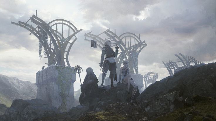 Emotional scene from NieR Replicant showing love and loss at the edge of the world's collapse – a poetic story of connection and sorrow